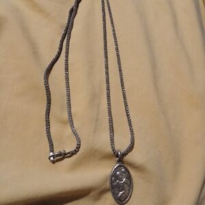 St. Christopher Silver Pendant Necklace. 925 Silver. 23 Grams.